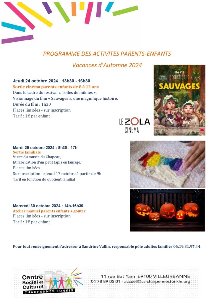 Programme adultes familles vacances d'automne 2024